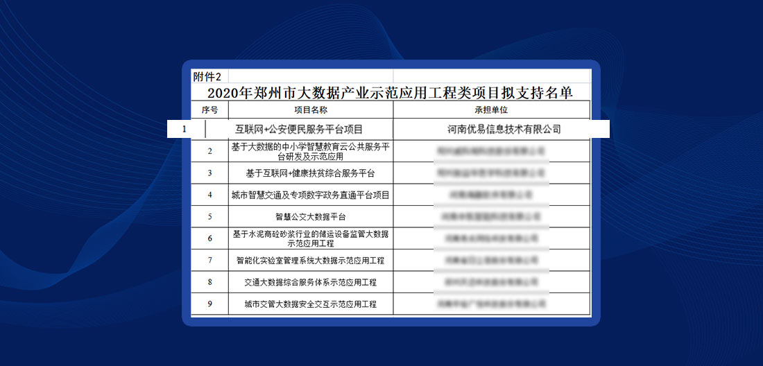 优易信息入选“2020年大数据产业示范应用工程类项目”名单