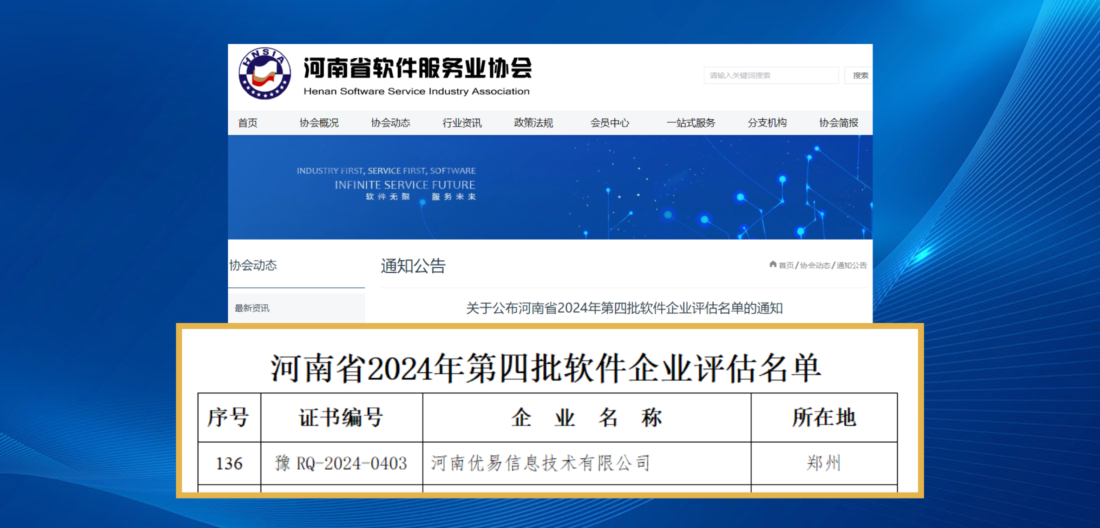 优易信息顺利通过河南省2024年第四批软件企业评估